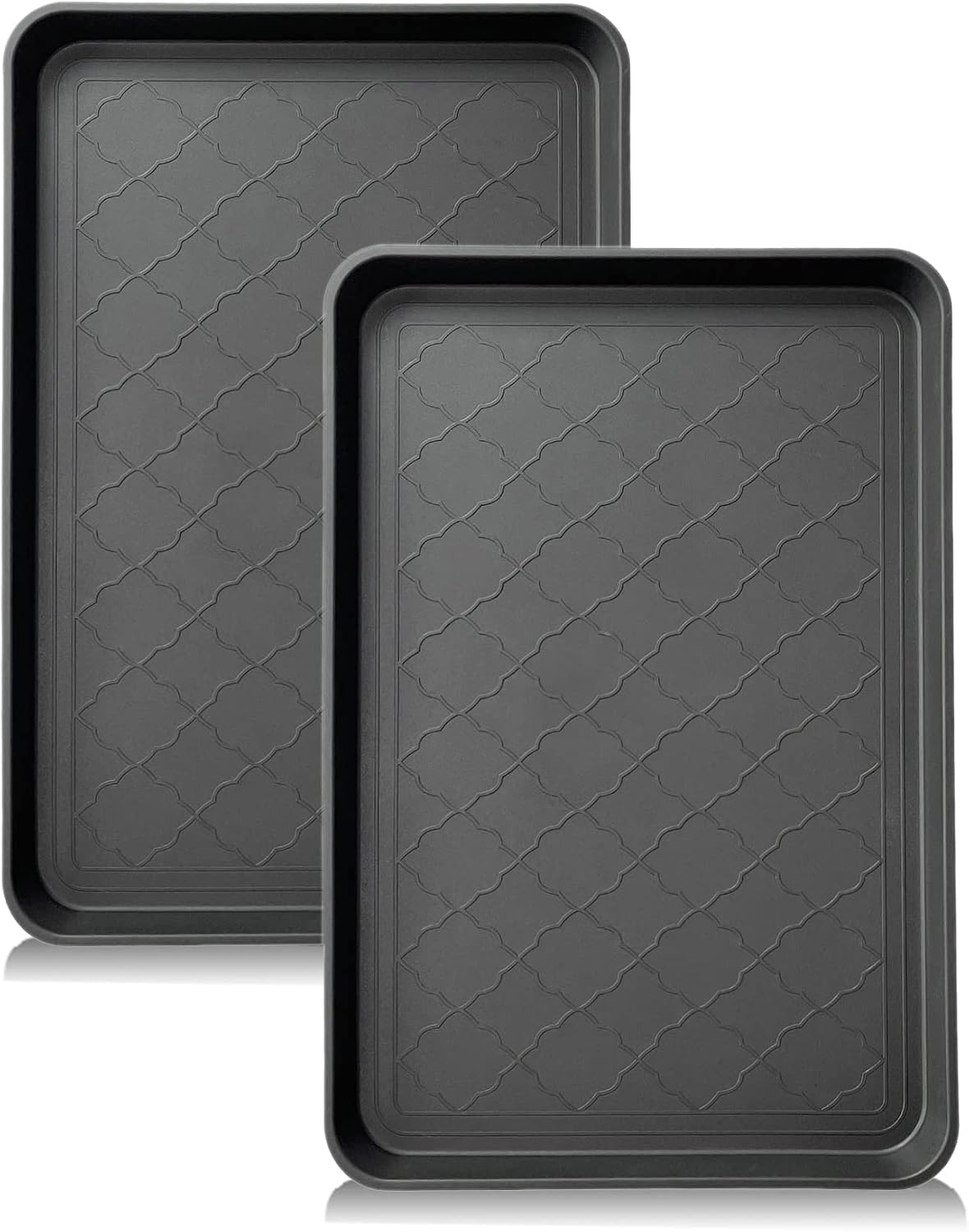 PetLike Boot Tray for Entryway Indoor, Pet Food Mat, 23 x 15.5 inch 2 Packs, Waterproof Rubber Shoe Tray for Indoor and Outdoor, Multi-Purpose Trays for Boots, Shoes, Pets, Garden