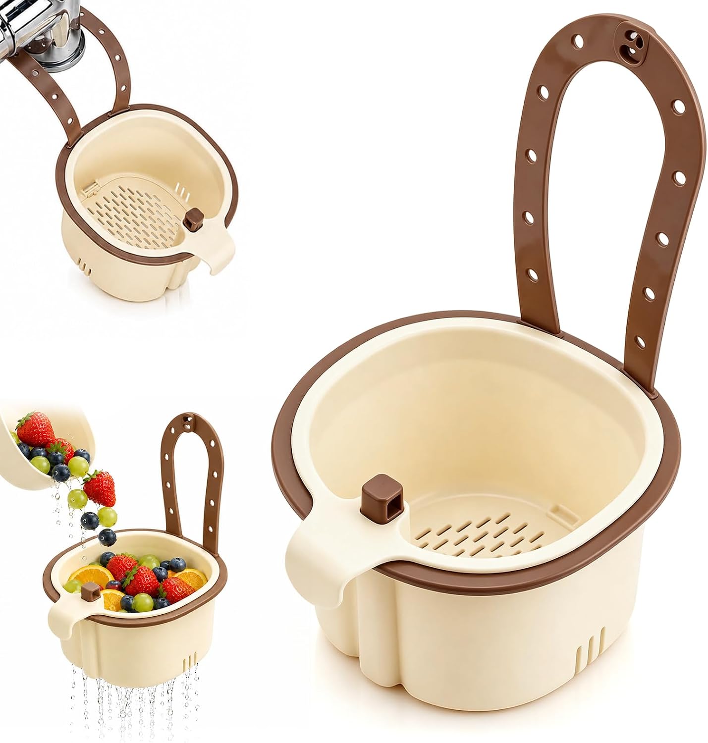 Hanging Sink Drain Basket,2026 New Cactus Kitchen Sink Strainer Basket,Multifunctional Kitchen Sink Strainer Press Automatic Dumping Basket,Self-Cleaning Faucet Hanging Filter Basket(Green)