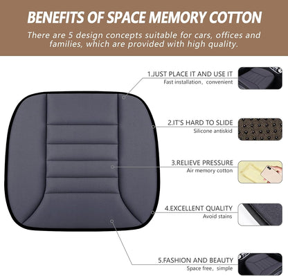Car Seat Cushion Pad 1.2" Thick Comfort Seat Protector for Car Driver Seat Office Chair Home Use Memory Foam Seat Cushion with Non Slip Bottom, 20'' x 18.5'', Black