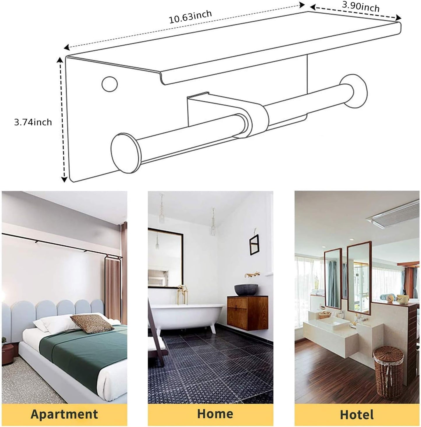 Double Toilet Paper Holder with Shelf Brushed Nickel Toilet Paper Holder Wall Mounted
