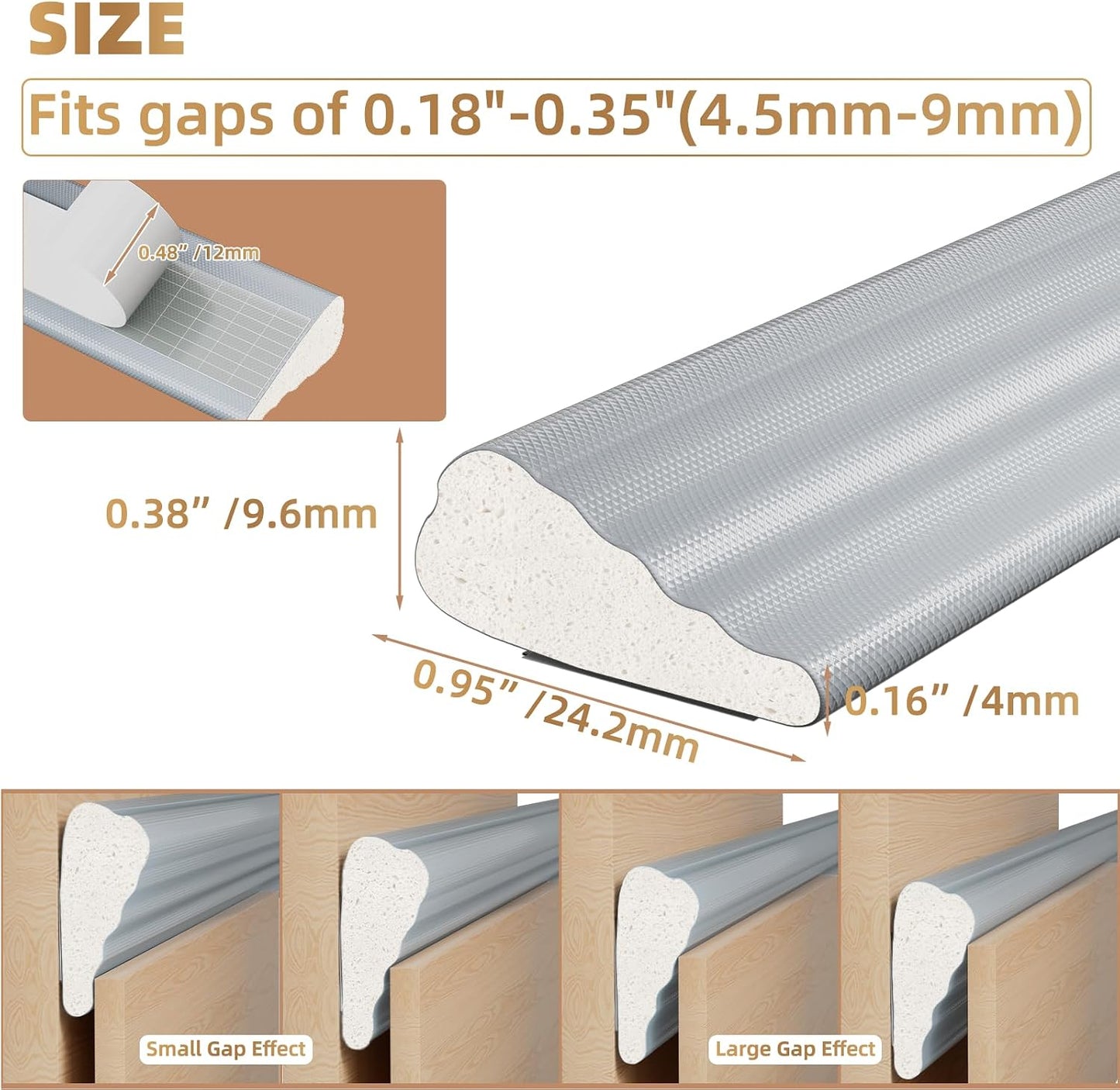 Kneelisa 118” Wedge-Shape Foam Window Weather Stripping Door Seal | Soundproofing Frame Winter Insulation Strip,Noise Cancelling Window Inserts,Door Gap Filler Light Blocker,White
