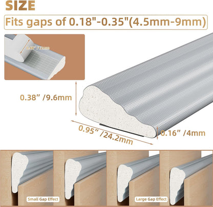 Kneelisa 118” Wedge-Shape Foam Window Weather Stripping Door Seal | Soundproofing Frame Winter Insulation Strip,Noise Cancelling Window Inserts,Door Gap Filler Light Blocker,White