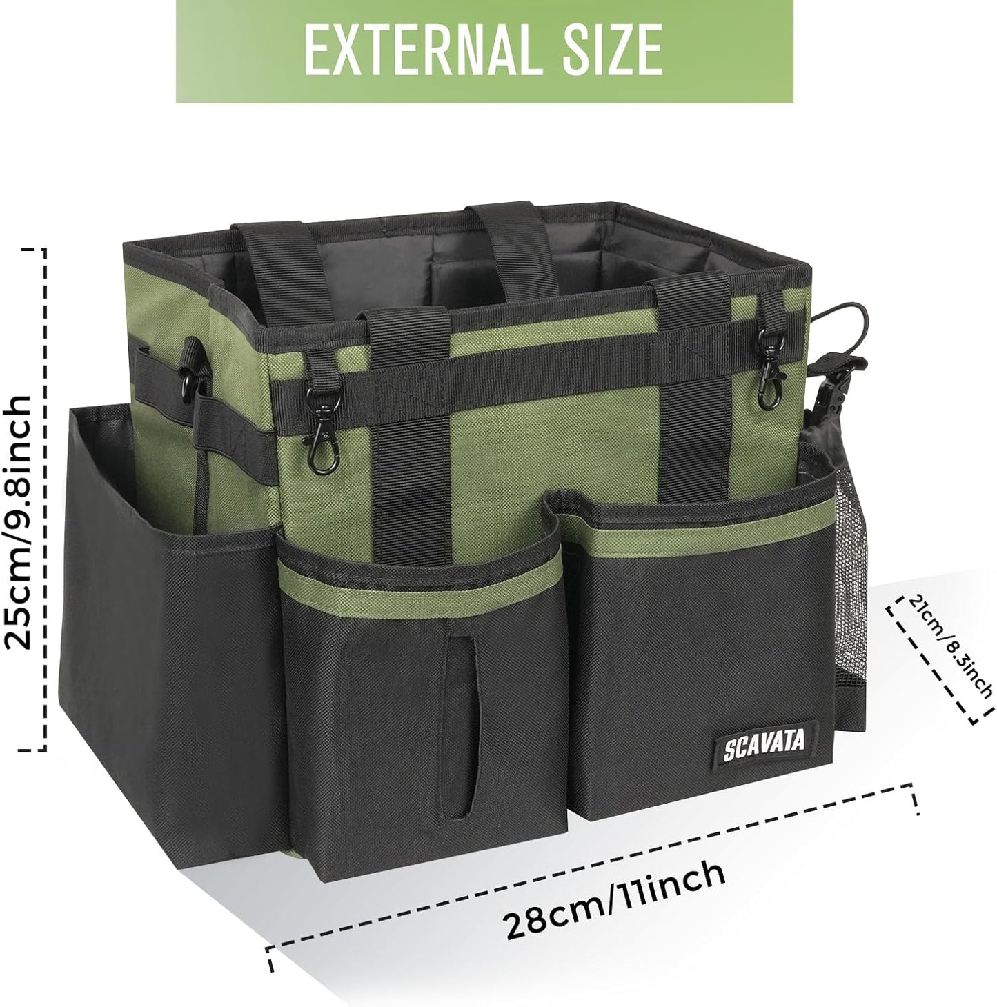 SCAVATA Compact Wearable Cleaning Caddy with Handle & Shoulder Straps | Small Cleaning Supplies Organizer, Under Sink & Car Cleaning Tools Storage Bag for Housekeepers Cleaners, Black