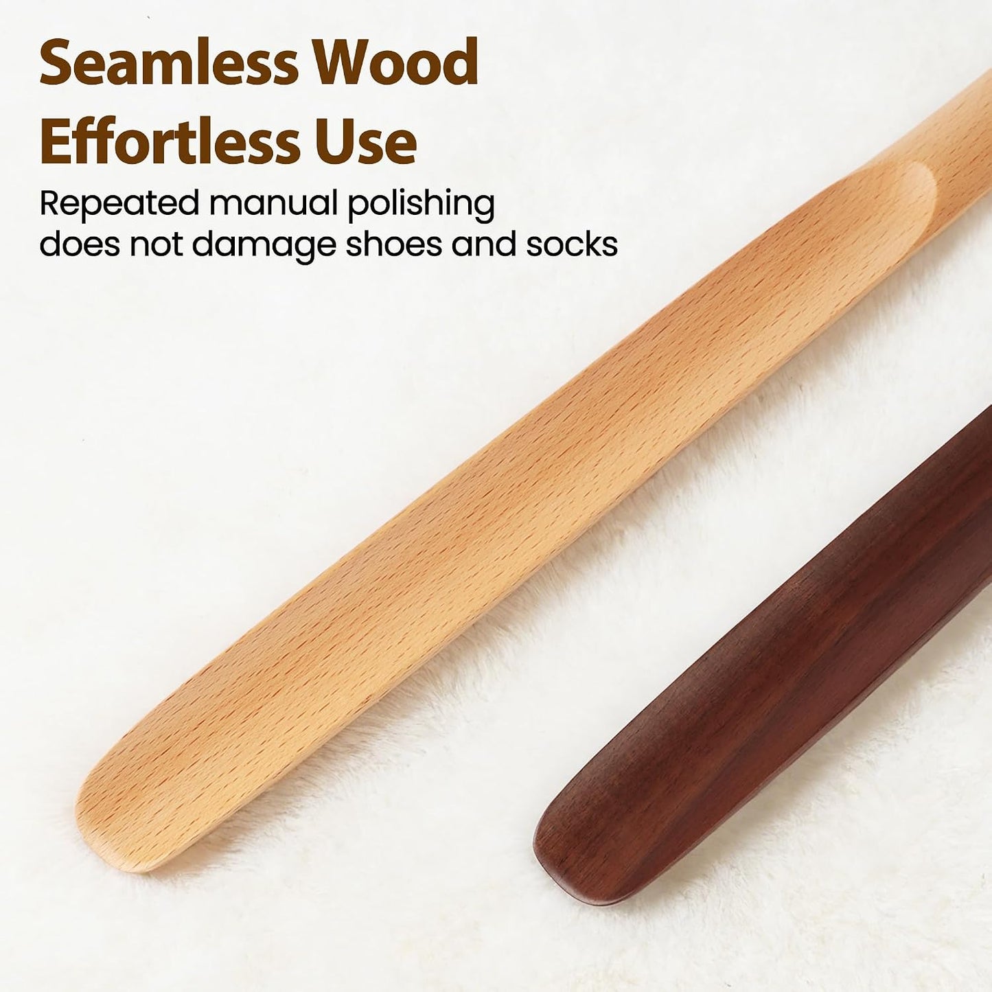 Shoe Horn Long Handle for Seniors 19.7" Shoehorn for Men, Women, Kids, Pregnancy, with Wall Hooks - Black Walnut