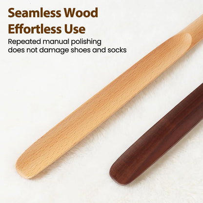 Shoe Horn Long Handle for Seniors 19.7" Shoehorn for Men, Women, Kids, Pregnancy, with Wall Hooks - Black Walnut