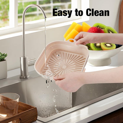 3 Pack Silicone Air Fryer Liners Reusable– Emptycolor 8 Inch Square Silicone Liners for Air Fryer Basket, Non-Stick Heat Resistant Airfryer Silicone Pot Basket for 3QT–6.8QT, Oven & Microwave