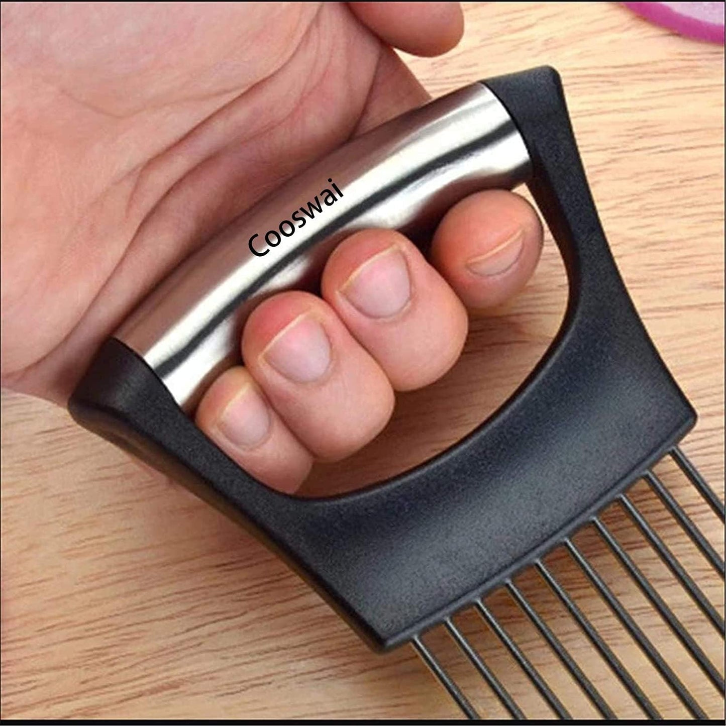Cooswai Stainless Onion-Holder Slicing-Kitchen Assistant-Vegetable - Upgrade Chopper Slicings Tool, Food Slicing Assistant 1PC