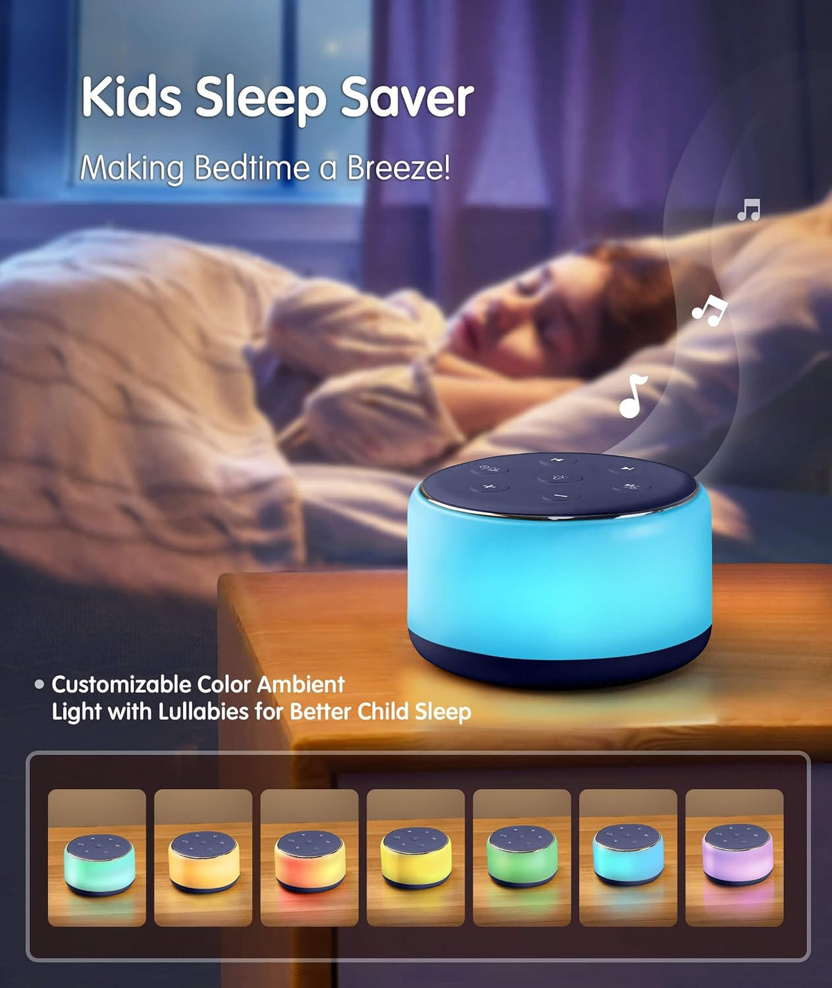 FamiSym Rechargeable White Noise Sound Machine Baby with Night Light