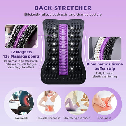 Adjustable Back Stretcher for Lower Back Stretching,Manual Spinal Decompression Board for Daily Use,Portable Lumbar Stretch Tool for Home Office & Travel.