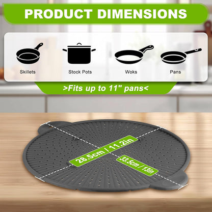 Silicone Splatter Screen for Frying Pan - 11 Inch Heat-Resistant Silicone Grease Splatter Guard, Multi-Use Oil Splash Guard for Kitchen Cooking Pan Cover, Dishwasher Safe
