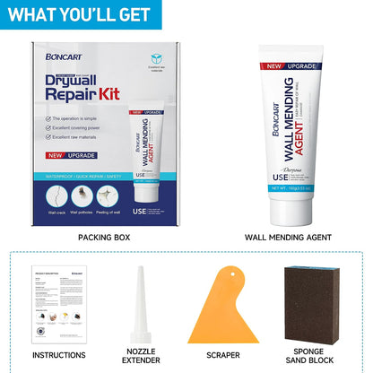 Drywall Repair Kit, 2-Pack Wall Mending Agent, Wall Spackle with Tools | Includes Scraper and Sandpaper. For Wall Surface Hole Fill, Quick And Easy Solution.