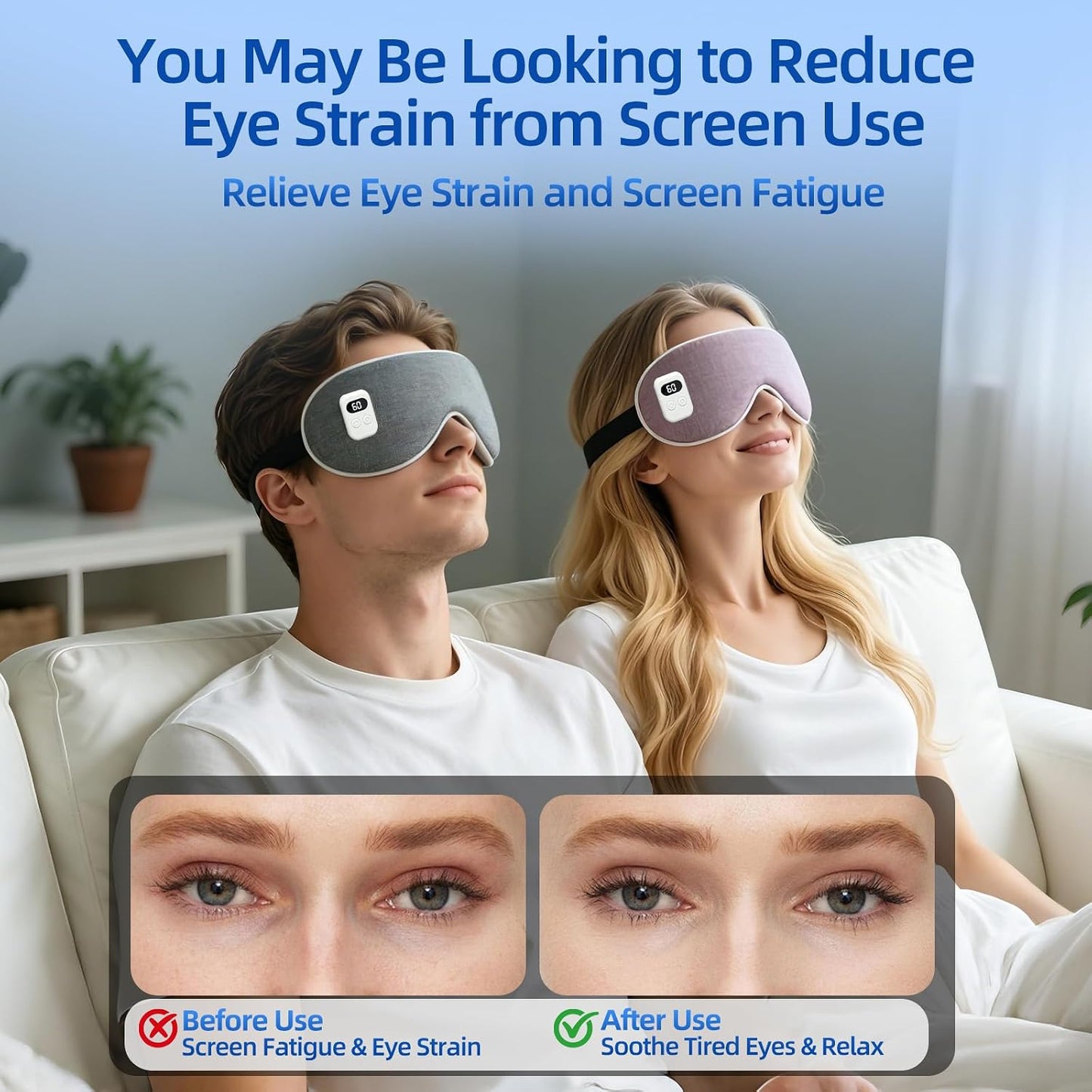 Cordless Heated Eye Mask, 5 Temperature & 5 Timer Settings, Warm Compress Eye Mask for Dry Eyes Eye Strain Headache Relief, Improve Sleep, Heating Eye Mask with Extra Bonus Eye Cover, Dark Gray