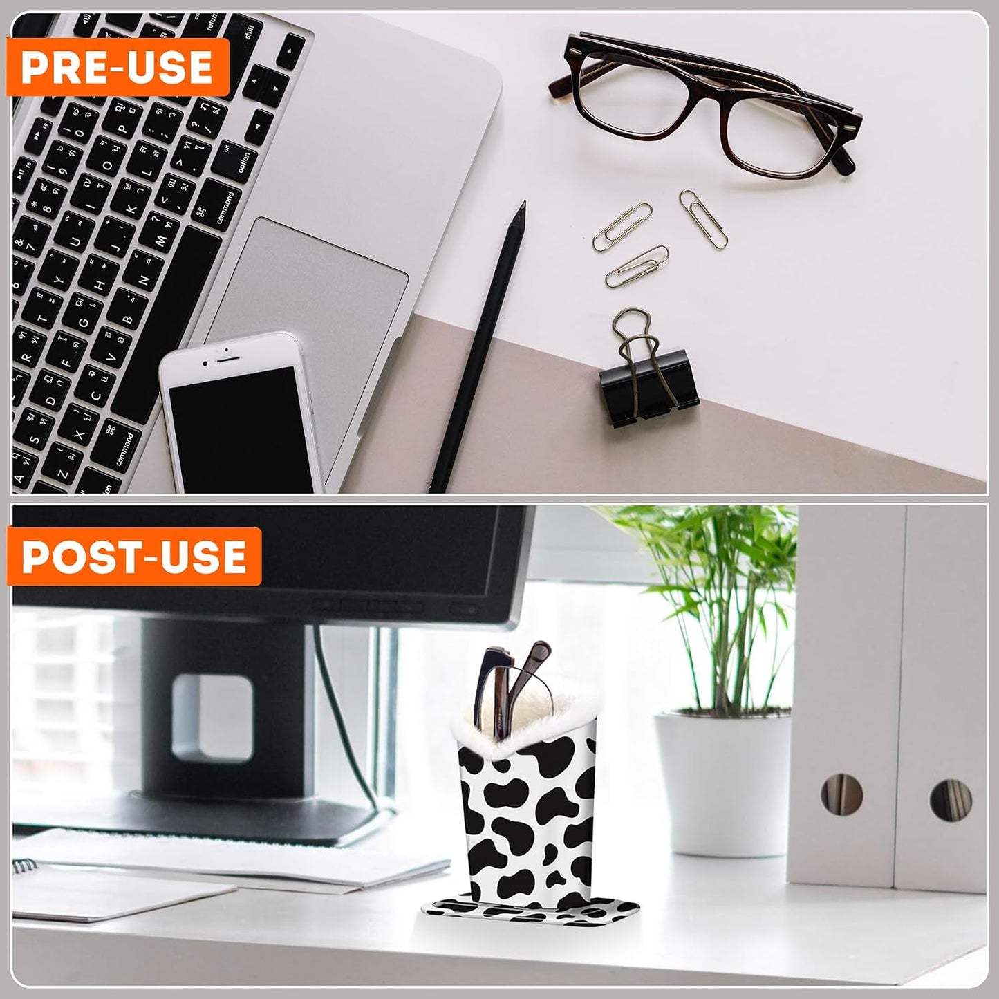 Plush Lined Eyeglasses Holder, PU Leather Glasses Stand Case