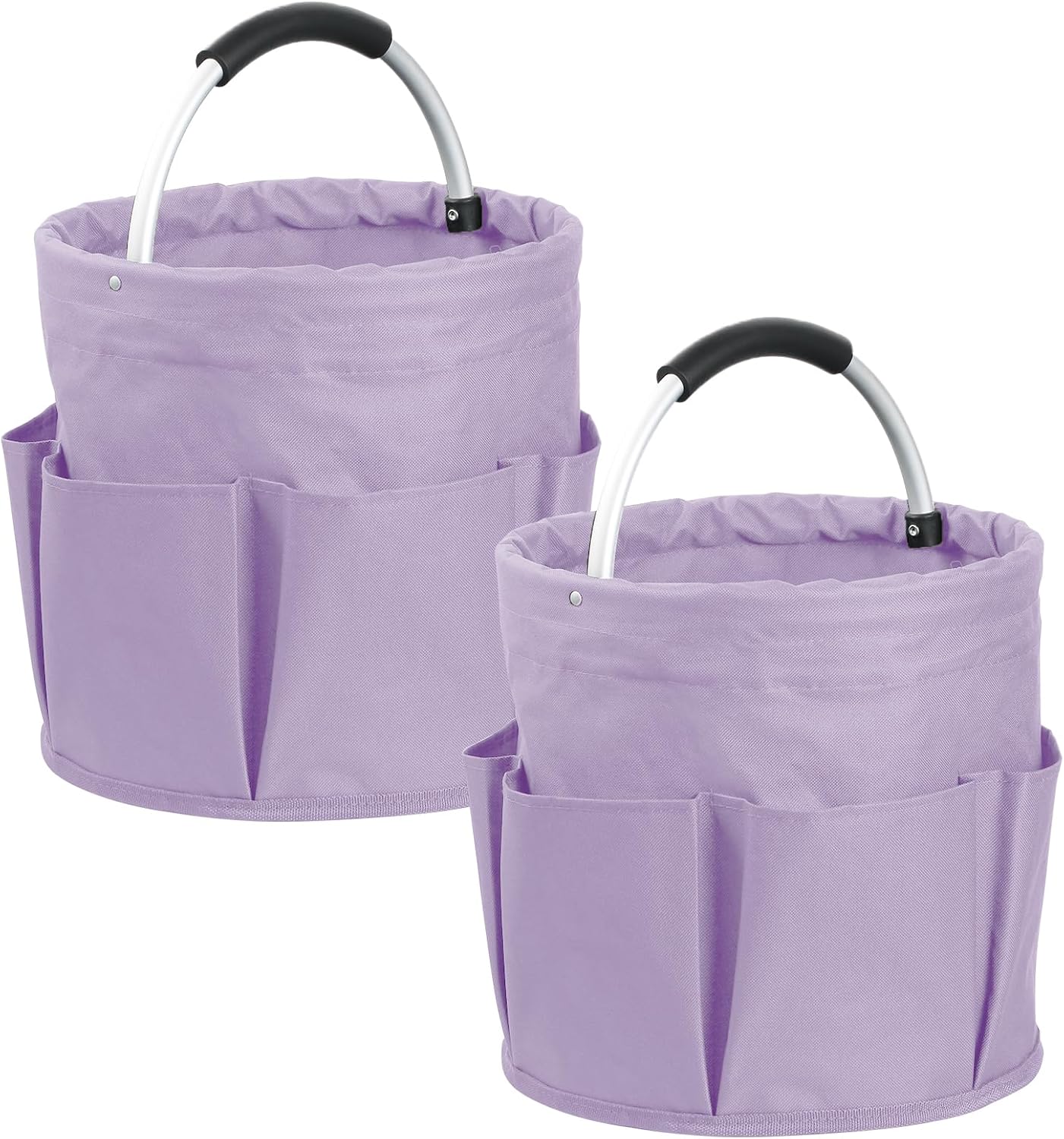17L Cleaning Caddy with Handle and 6 Pockets, Foldable Cleaning Supply Caddy, Portable Shower Caddy in 600D Oxford Fabric, Multifunctional Storage Basket for Camping, Gardening, Black