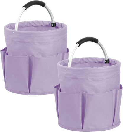 17L Cleaning Caddy with Handle and 6 Pockets, Foldable Cleaning Supply Caddy, Portable Shower Caddy in 600D Oxford Fabric, Multifunctional Storage Basket for Camping, Gardening, Black