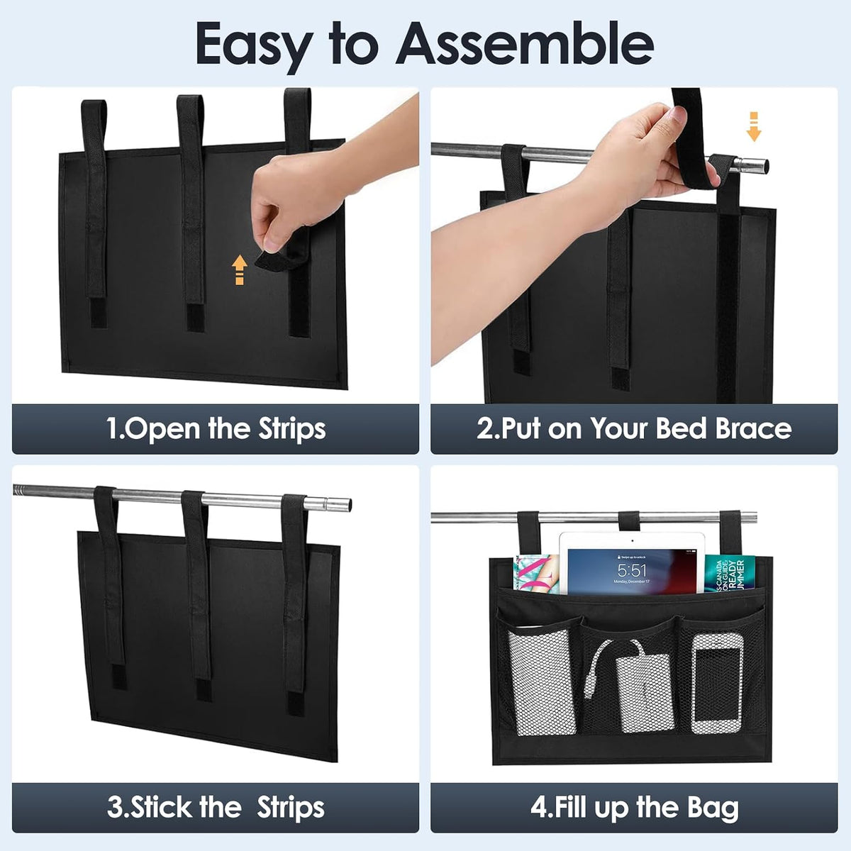 Bedside Caddy Storage Organizer, Hanging Storage Bag Pocket