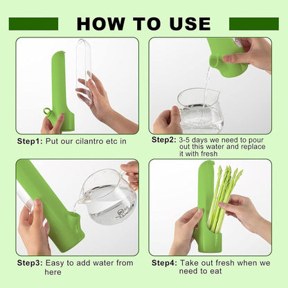 Herbsaver for Refrigerator - Vegetable Freshness Storage Containers, Herbkeeper Pod with Adjustable Humidity Control, Cilantro,Parsley, Asparagus, Keeps Vegetables Fresh for 2-3 Week (Pink)