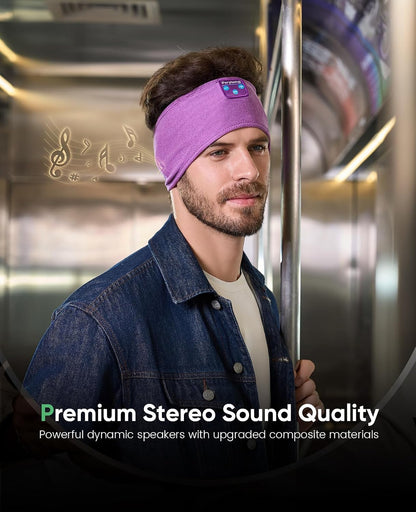 Perytong Sleeping Headphones Bluetooth Headband, Soft Long Time Play Sleeping Headsets with Built in Speakers Perfect for Workout,Running,Yoga,Travel, Darkgray