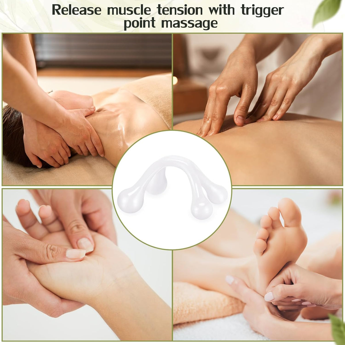 Liliful 9Pcs Palm Massage Tool Handheld 4 Point Deep Tissue Massager, Multi
