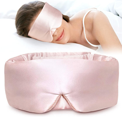 LitBear Silk Sleep Mask for Side Sleeper, Eye Mask Sleeping for Women Men | 100% 22 Momme Pure Mulberry Silk, Face-Hugging Padded Eye Cover for Sleeping with Adjustable Band, Pink