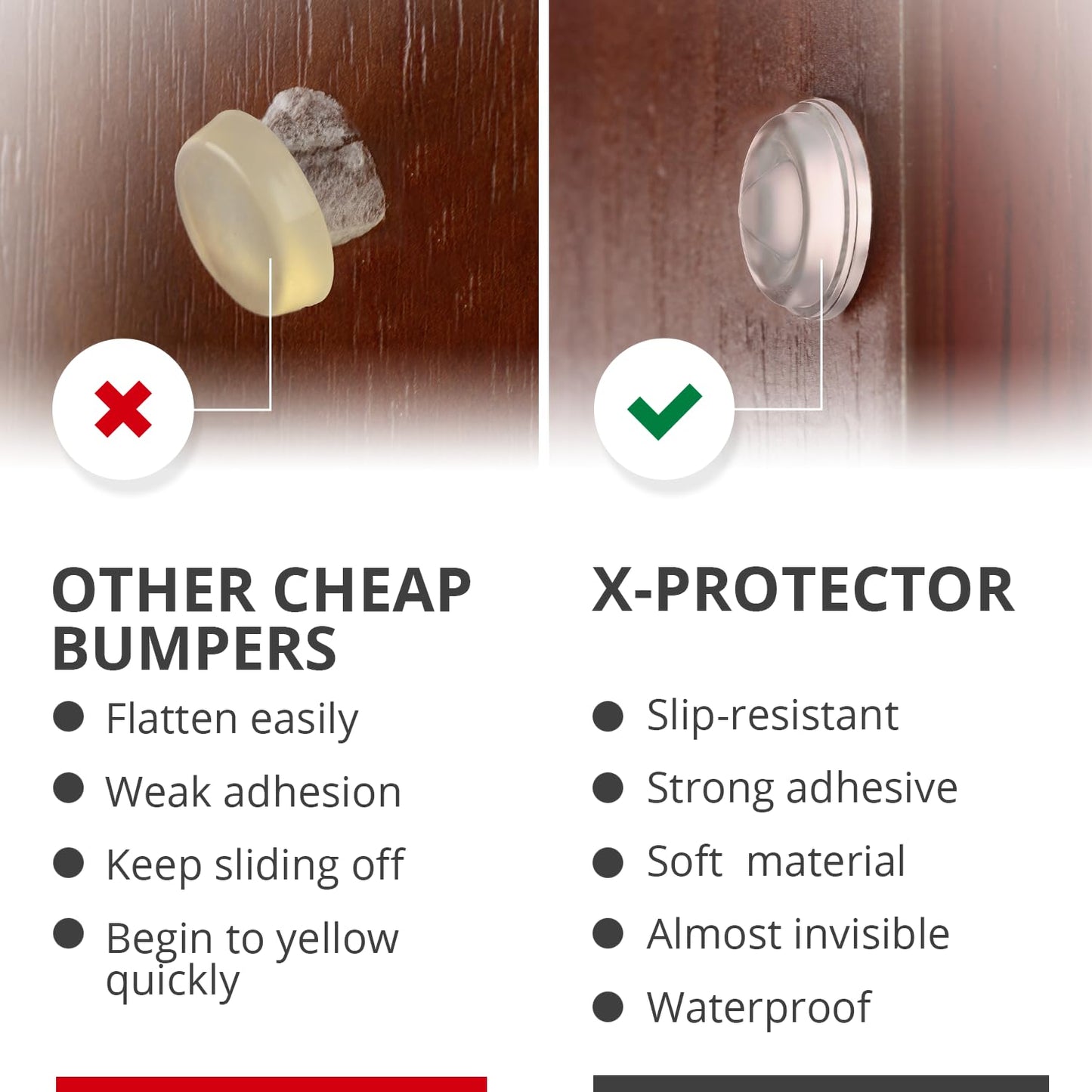 Cabinet Door Bumpers X-Protector 100 PCS – Small Felt Pads 3/8” (Brown) | Ideal Felt Bumpers – Self-Adhesive Thick Felt Dots – Bumper Pads to Protect Glass & Other Surfaces!
