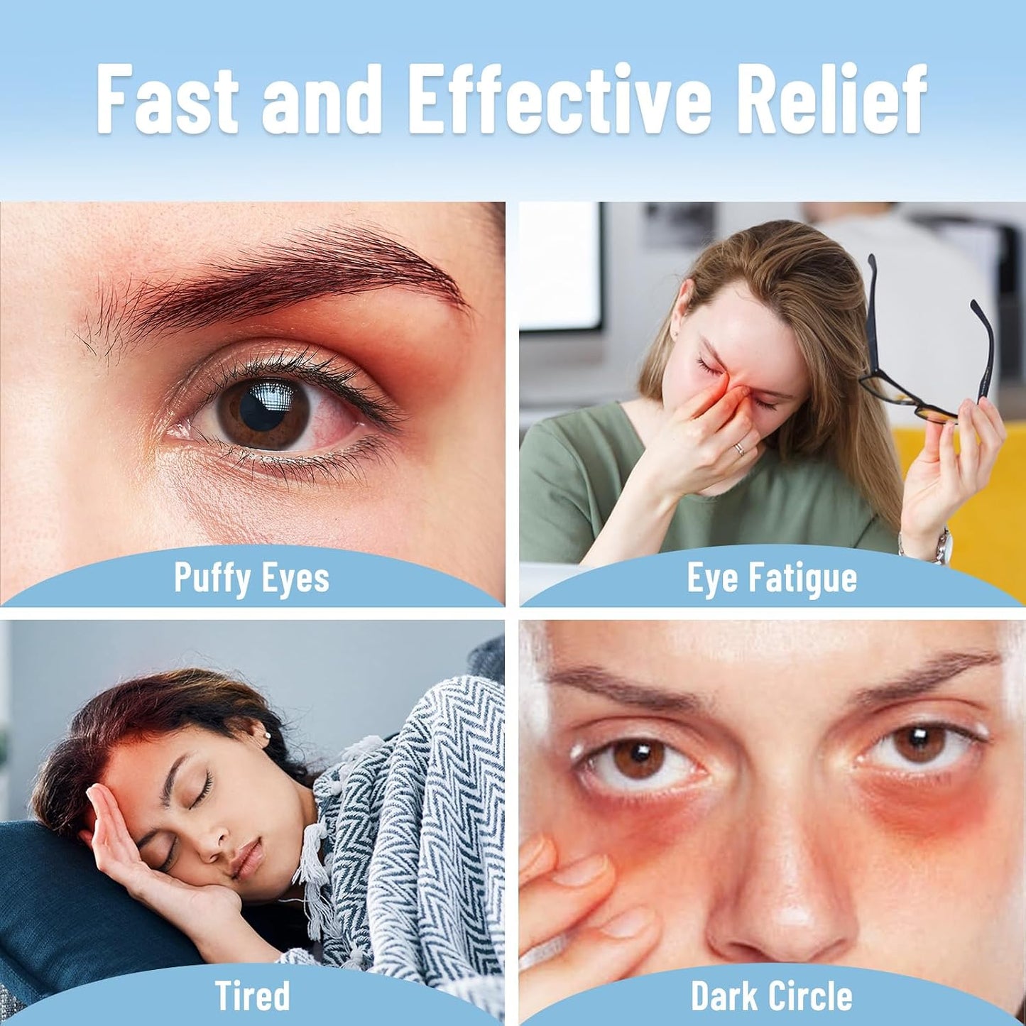 Cooling Eye Mask, Cold Eye Mask for Puffiness, Reusable Ice Eye Masks for Dark Circles And Puffy Eyes, Relieve Your Migraines and Headaches with Gel Eye Masks Therapy, Long-Lasting Comfort, Light Blue