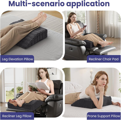 idee-home Recliner Leg Rest Cushion, Recliner Footrest Extender Pillow | Multi Purpose Ergonomic Foot Pillow Back & Lumbar Support Cushion with Removable Corduroy Cover for Bed Sofa Couch, Green