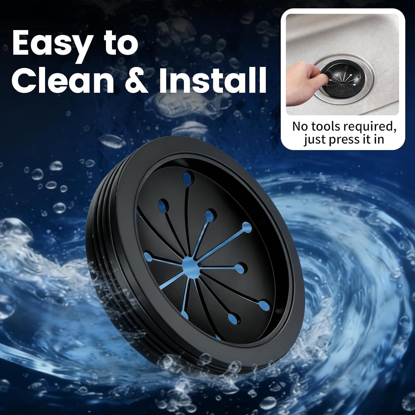 Garbage Disposal Splash Guard, 2 Pack Upgraded EPDM Rubber Drain Insert for InSinkErator Evolution Series 3 3/8" QCB-AM Sink Baffle Drain Cover Removable Quiet Collar EPDM Strainer Insert Parts