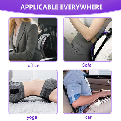 Back Stretcher - 4-Level Adjustable Lumbar Support Board & Back Cracker for Lower Back Pain Relief, Home Office Use (Purple)