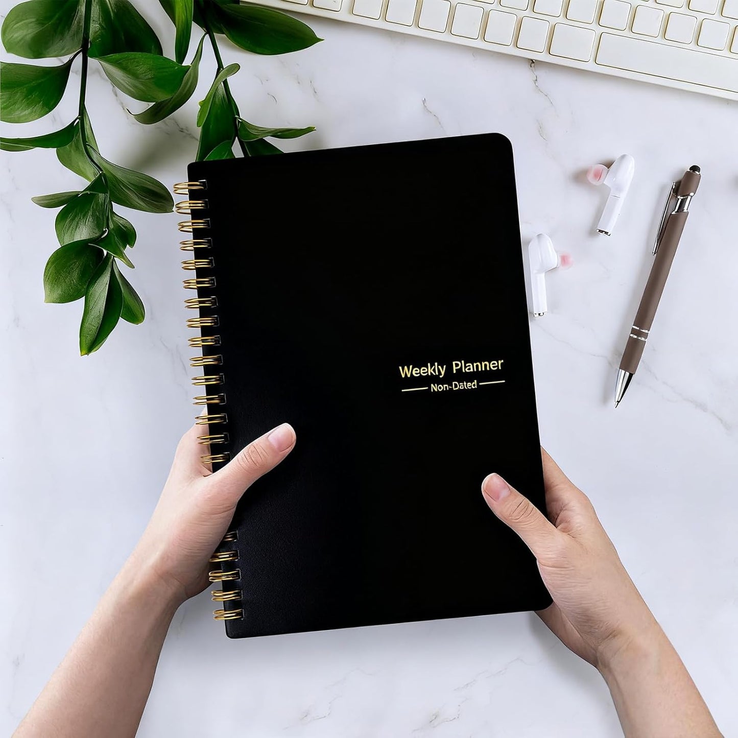 Undated Weekly Planner, A5 Personal Goals Journal Non Dated Weekly Planner to Do List Notebook with Goal Habit Tracker Organizer, Cute Undated Week Planners with Spiral Binding for Kids School Work