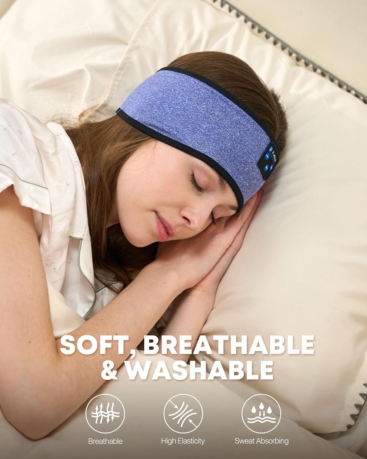 Sleep Headphones Bluetooth 5.4 Headband, Wireless Sleep Headphones with Ultra-Thin HD Stereo Speakers for Side Sleepers, Sweatproof Sports Headband for Workout Yoga Running Cool Gadget Unique Gifts