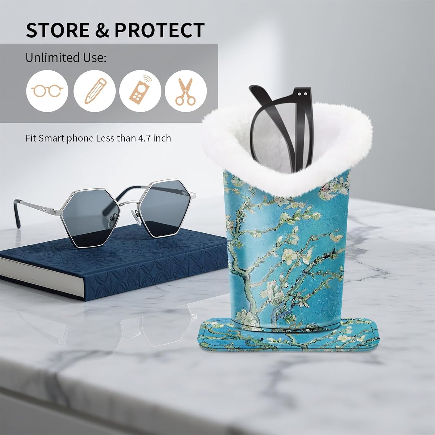 Plush Lined Eyeglasses Holder, Cute Glasses Stand for Women Kids - Colors B