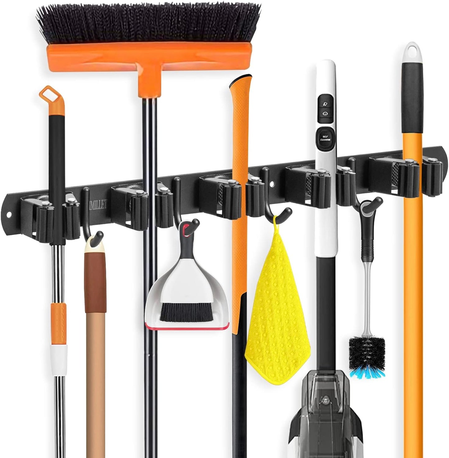 IMILLET Broom Holder Wall Mount, Heavy Duty Garage Organization Mop Hanger | Stainless Steel Broom and Mop Organizer Wall Hanging Self Adhesive for Laundry Room,Garden,Utility