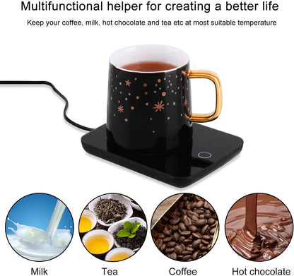 Misby Mug Warmer, Coffee Warmer for Desk Auto Shut Off Coffee Lovers Gift Ideas, Smart Coffee Cup Warmer with Gravity-Induction Coffee Mug Warmer for Desk Use Keep Beverages Coffee Warmer (White)