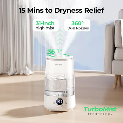 Homvana Top-Fill Cool Mist Humidifiers for Bedroom, Large Room(3.6L,Clear)