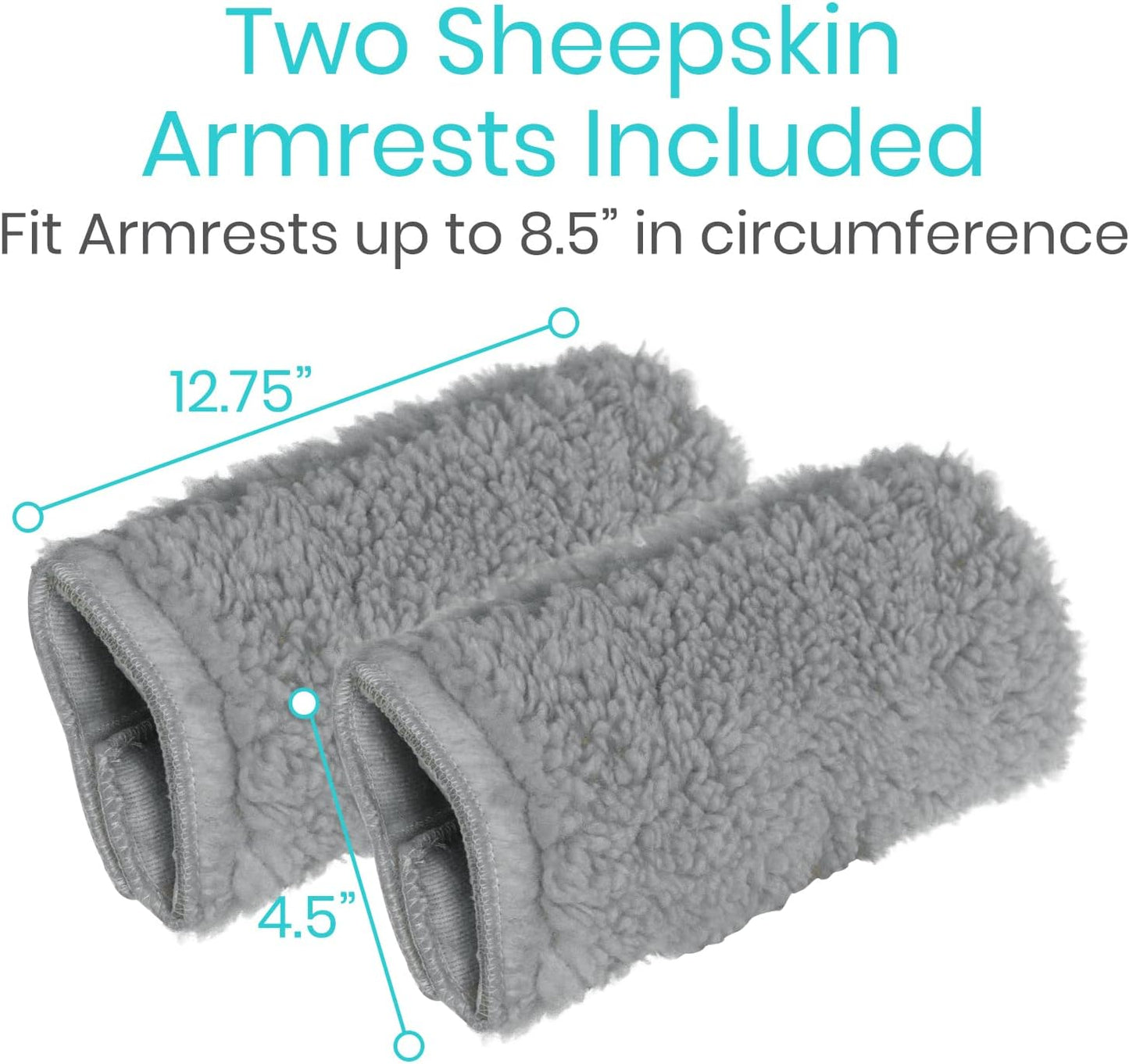 Vive Wheelchair Armrest Pads (2 PCS) - Memory Foam Sheepskin Cushion | Accessories for Transport Electric Wheel Chair Arm Rests - for Adults, Seniors, Handicapped - Soft Support for Office Chair