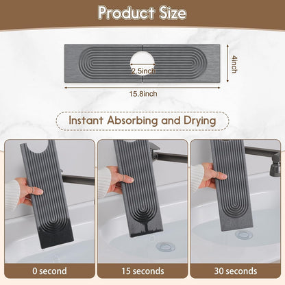 Faucet Mat for Kitchen Sink, Diatomite Quick Drying Tray , 15.8 Inch Kitchen Sink Splash Guard and Bathroom Stone Trays for Counter. Super Absorben.White.