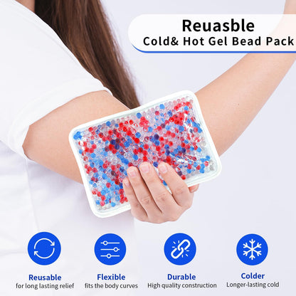 Gel Ice Packs for Injuries Reusable 2 Packs Hot Cold Gel Wrap with Strap