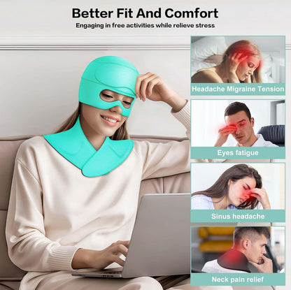 3 in 1 Migraine Relief Cap Neck Ice Pack Wrap Gel and Ice Eye Masks, Detachable Ice Caps with Eyes Masks, Hot and Cold Therapy for Relief of Headaches, Stiff Neck and Eye Fatigue (Purple)
