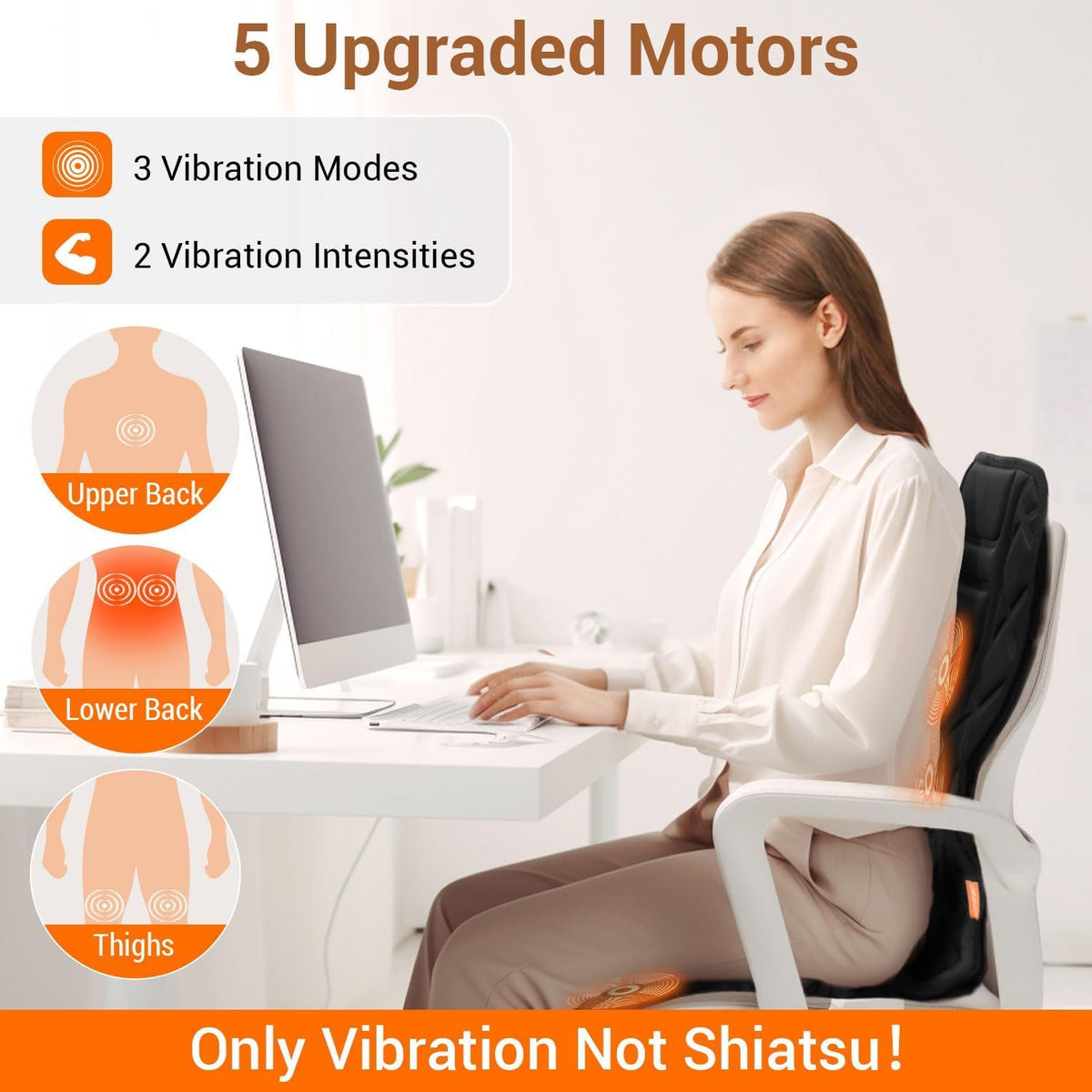 CARSHION 10 Vibrating Massage Nodes Back Massager Chair Pad for Pain Relief