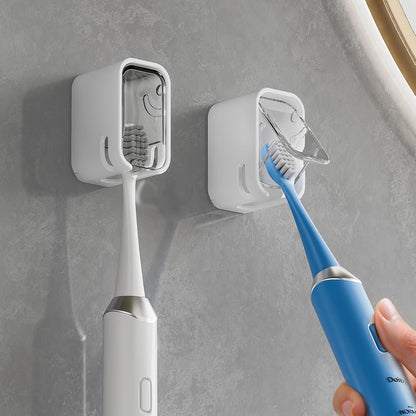 MOPMS Single Slot Toothbrush Holders Wall Mounted with Cover for Bathrooms | 2PCS Toothbrush Cover for Shower, Single Toothbrush Dispenser Storage Organizer for Family & Travel
