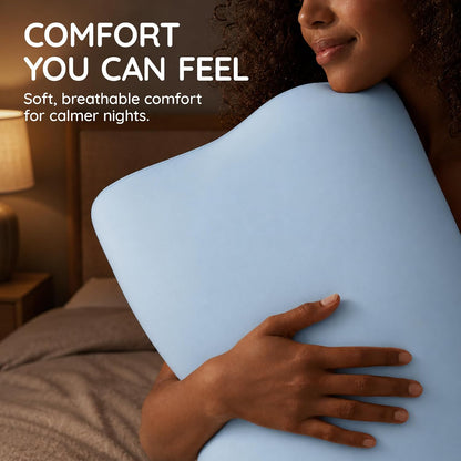 Contour Memory Foam Cervical Pillow for Neck Pain Relief, White | Orthopedic neck support | Standard size | side/back/stomach sleep | cervical alignment | two height choices | washable cover