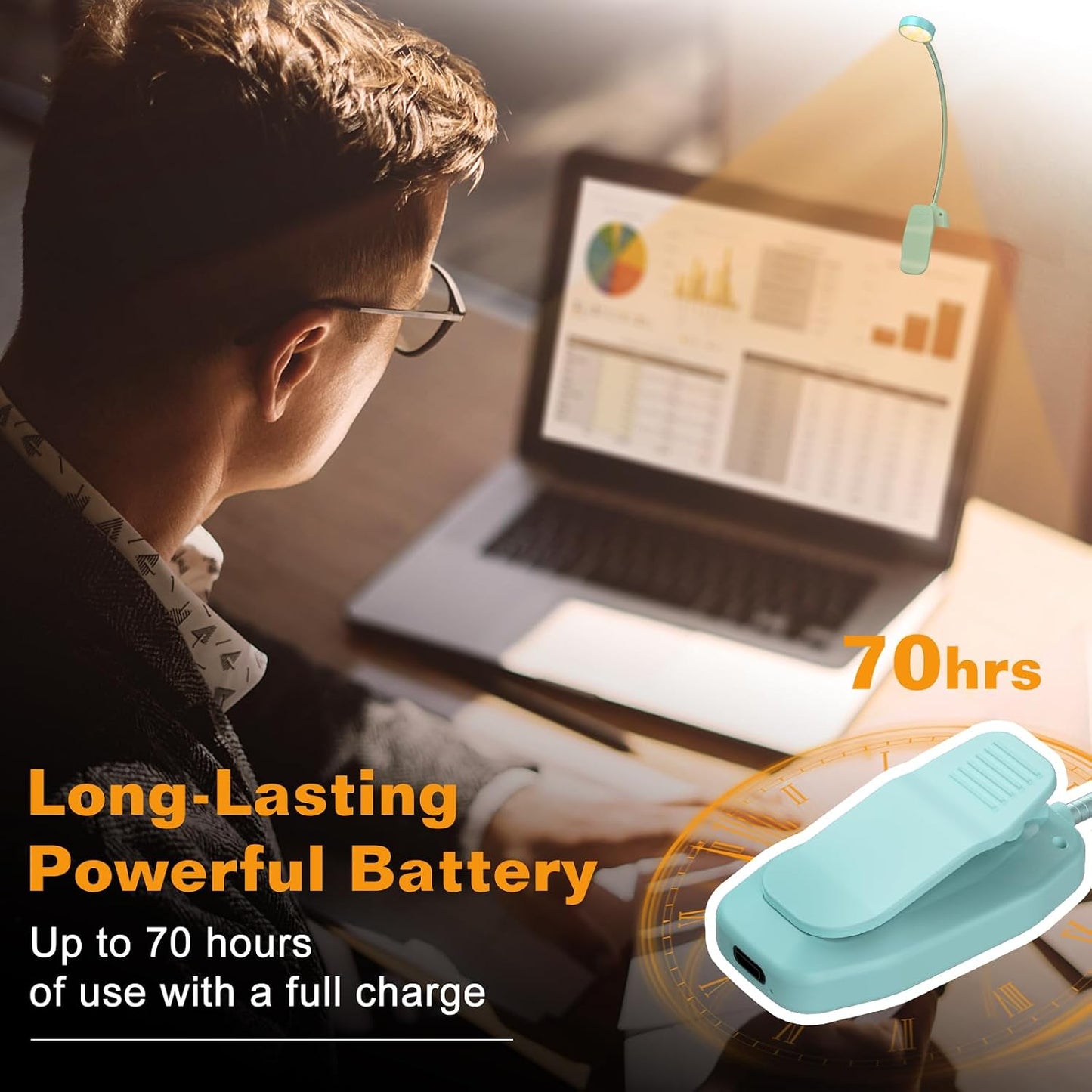 KTEBO 2 Pack Rechargeable Book Light Clip-On Reading Light for Books in Bed | 9 eye-friendly modes from 3 color temperatures and 3 brightness, USB-C up to 30 hrs - Black & Black