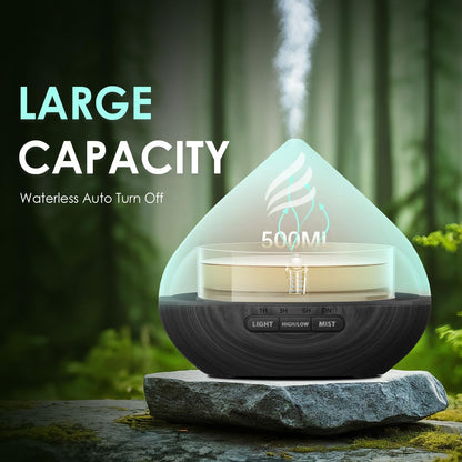 500ML Essential Oil Scent Diffuser: Remote Control &14 Colors LED - Black