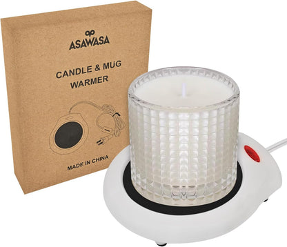 ASAWASA Candle Warmer for Large Jar, Coffee Mug Warmers | Safely Releases Scents Without a Flame, Melt Candle Quickly, Enjoy Your Warm Coffee Tea. Gifts for Festival Birthday Women