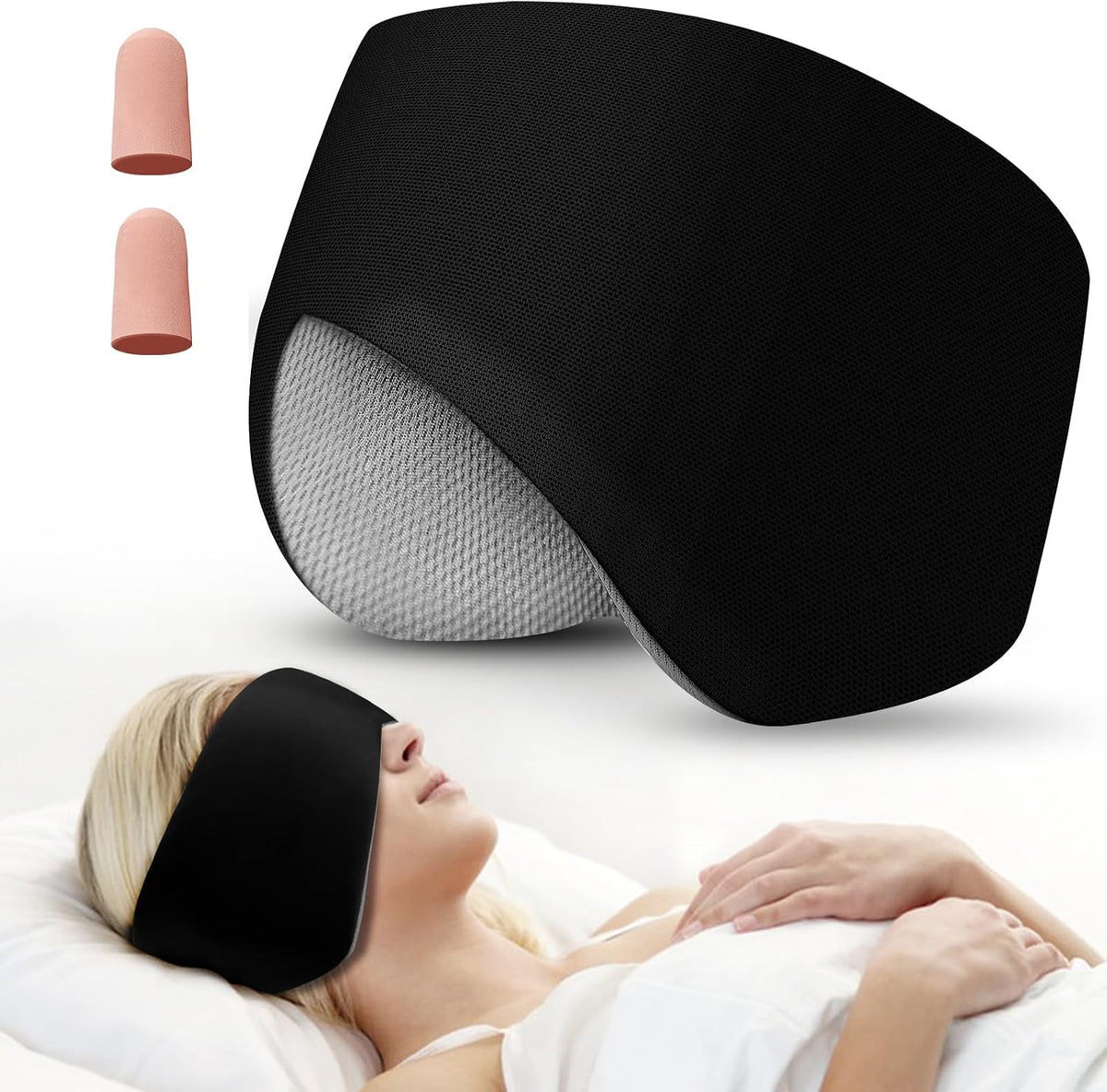 Sleep Mask & Earmuffs for Sleep - 2 in 1 Ear & Eye Mask with Ear Plugs