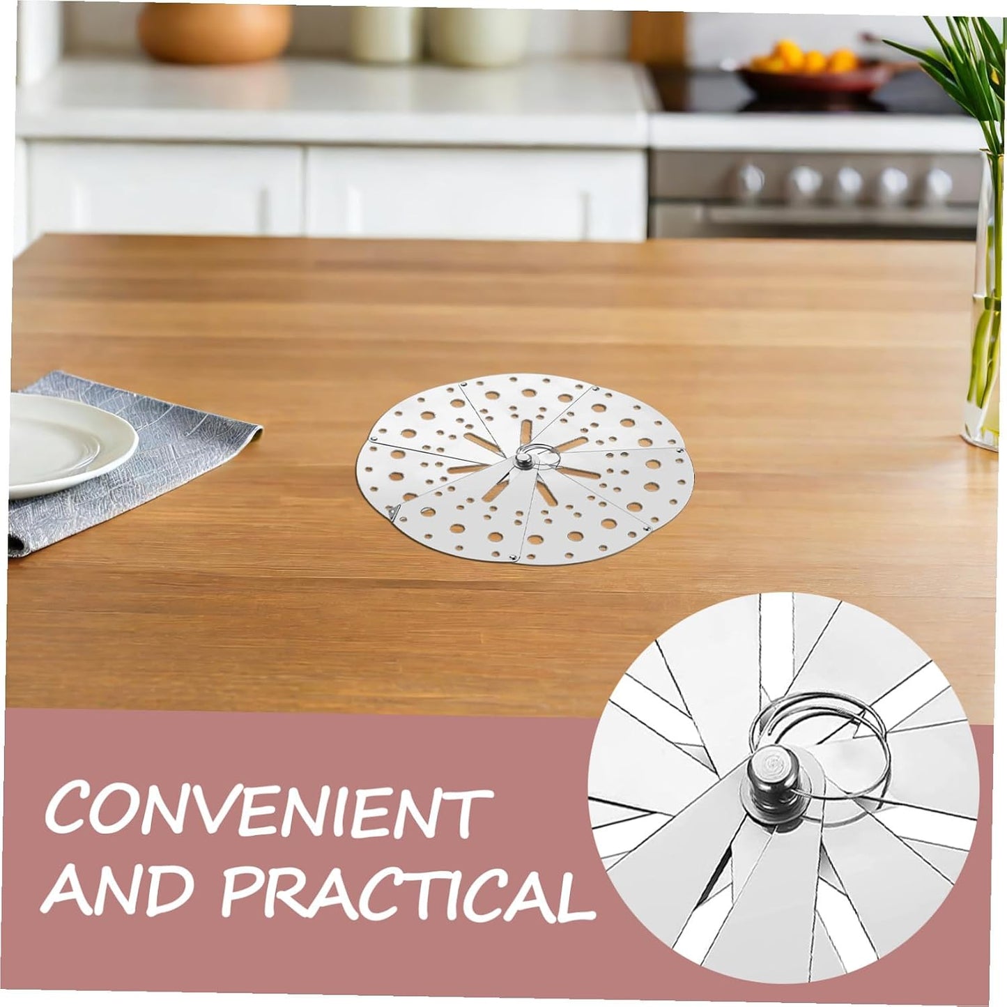Stainless Steel Adjustable Anti-spill Lid Cover, Multipurpose Household Spill Stopper, Kitchen Overflow Protector for Pots and Pans