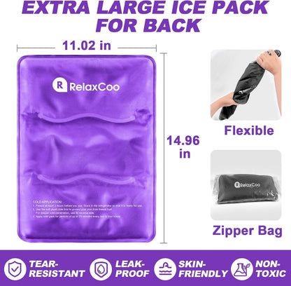 RelaxCoo Large Flexible Ice Pack for Injuries Reusable Gel, 11x14.5 Inches, Cold Compress for Hip, Shoulder, Knee, Back Pain, Swelling, Bruises, Surgery