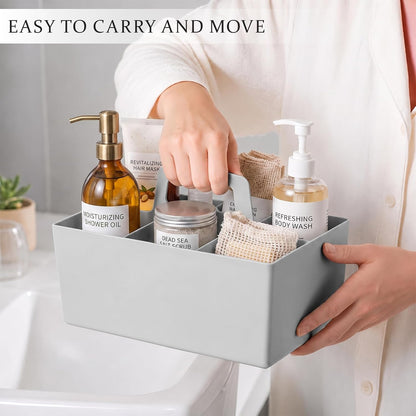 Anyoifax Portable Shower Caddy with Removable Compartment, Large Gray | Plastic Shower Basket Bathroom Caddy Organizer with Handle, College Dorm Storage, Baby Bath Essential, Cleaning Supply Caddy