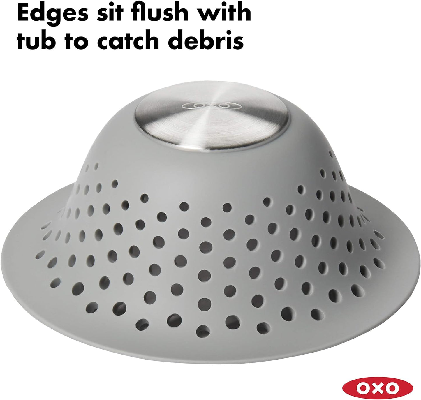 OXO Good Grips Silicone Shower & Tub Drain Protector, Hair Drain Catcher